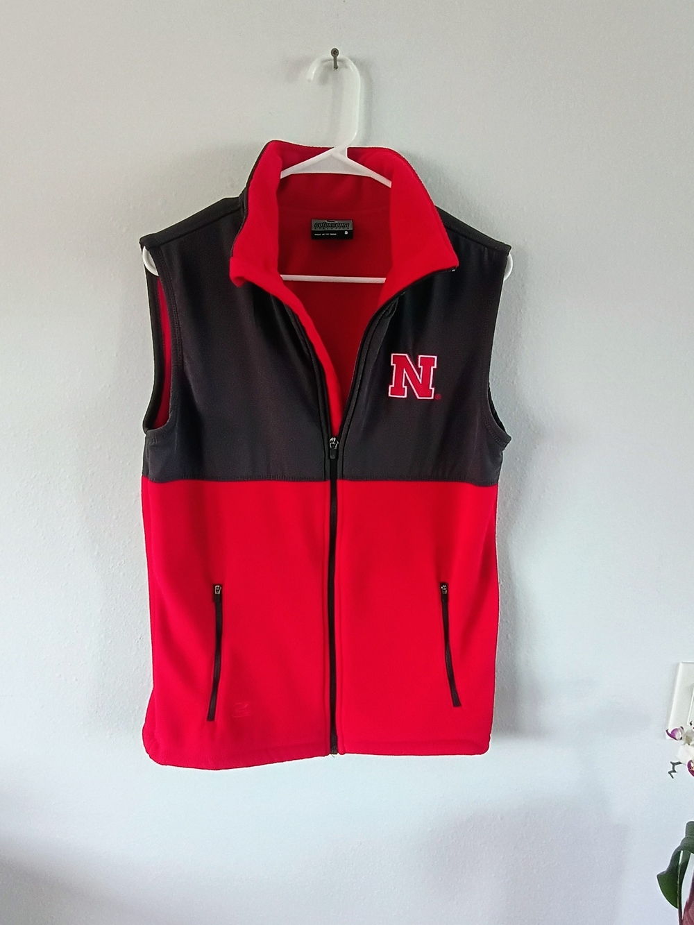 Colosseum Nebraska Huskers Red Black Full Zip Fleece Vest Womens Small